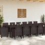 Conjunto de Comedor de Jardín 15 pcs Marrón Ratan Polt