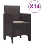 Conjunto de Comedor de Jardín 15 pcs Marrón Ratan Polt