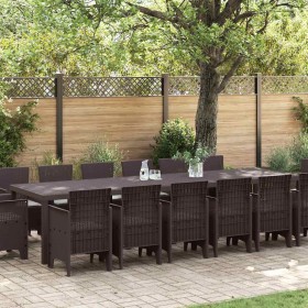 Conjunto de Comedor de Jardín 15 pcs Marrón Ratan Polt