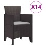 Conjunto de Comedor de Jardín 15 pcs Marrón Ratan Polt