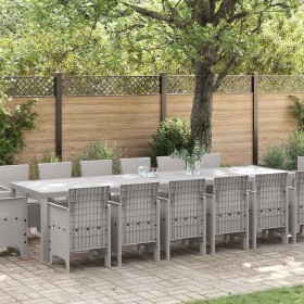 Conjunto de Comedor de Jardín 15 pcs Gris Claro Ratan Polt