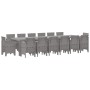 Conjunto de Comedor de Jardín 15 pcs Gris Claro Ratan Polt