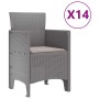 Conjunto de Comedor de Jardín 15 pcs Gris Claro Ratan Polt