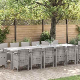 Conjunto de Comedor de Jardín 15 pcs Gris Claro Ratan Polt