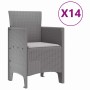 Conjunto de Comedor de Jardín 15 pcs Gris Claro Ratan Polt