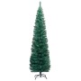 Árbol Navidad artificial estrecho con LED y bolas verde 210 cm