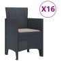 Conjunto de Comedor de Jardín 17 pcs Antracita Ratan Polt