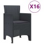 Conjunto de Comedor de Jardín 17 pcs Antracita Ratan Polt