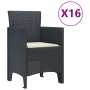 Conjunto de Comedor de Jardín 17 pcs Antracita Ratan Polt