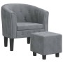 Sillón con taburete terciopelo gris oscuro en Sillones | Comprar online en Foro24