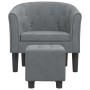 Sillón con taburete terciopelo gris oscuro