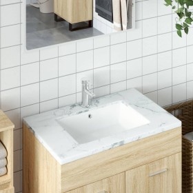 Lavabo de baño rectangular cerámica blanco 55,5x40x18,5 cm