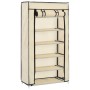 Mueble zapatero con funda de tela color crema 58x28x106 cm