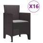 Conjunto de Comedor de Jardín 17 pcs Marrón Ratan Polt
