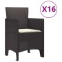 Conjunto de Comedor de Jardín 17 pcs Marrón Ratan Polt