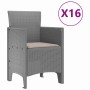 Conjunto de Comedor de Jardín 17 pcs Gris Claro Ratan Polt
