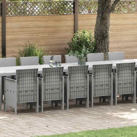 Conjunto de Comedor de Jardín 17 pcs Gris Claro Ratan Polt