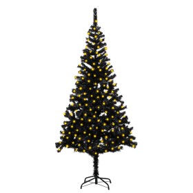 Árbol de Navidad artificial con LEDs y soporte negro 210 cm PVC