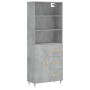 Aparador alto madera contrachapada gris hormigón 69,5x34x180 cm de vidaXL, Aparadores - Ref: Foro24-3189425, Precio: 148,42 €
