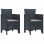 Conjunto de Comedor de Jardín 3 pcs Antracita Ratan Polt