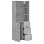 Aparador alto madera contrachapada gris hormigón 69,5x34x180 cm de vidaXL, Aparadores - Ref: Foro24-3189425, Precio: 148,42 €
