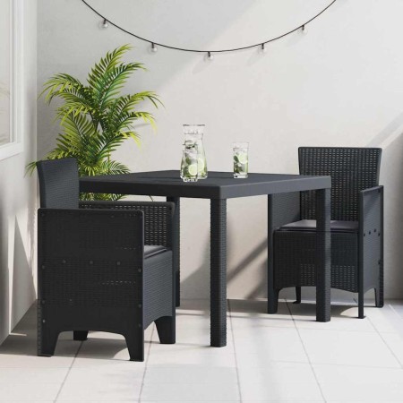 Conjunto de Comedor de Jardín 3 pcs Antracita Ratan Polt