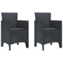 Conjunto de Comedor de Jardín 3 pcs Antracita Ratan Polt