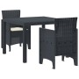 Conjunto de Comedor de Jardín 3 pcs Antracita Ratan Polt