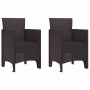 Conjunto de Comedor de Jardín 3 pcs Marrón Ratan Polt