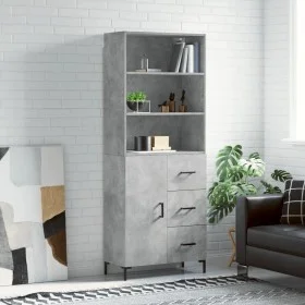 Aparador alto madera contrachapada gris hormigón 69,5x34x180 cm by vidaXL, Sideboards - Ref: Foro24-3189449, Price: 145,79 €,...