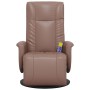 Sillón reclinable masaje con reposapiés cuero sintético marrón