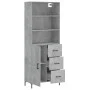 Aparador alto madera contrachapada gris hormigón 69,5x34x180 cm by vidaXL, Sideboards - Ref: Foro24-3189449, Price: 145,79 €,...