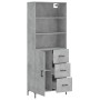 Aparador alto madera contrachapada gris hormigón 69,5x34x180 cm by vidaXL, Sideboards - Ref: Foro24-3189449, Price: 155,50 €,...