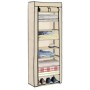 Mueble zapatero de tela con funda color crema 57x29x162 cm