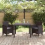 Conjunto de Comedor de Jardín 3 pcs Marrón Ratan Polt