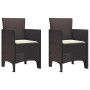 Conjunto de Comedor de Jardín 3 pcs Marrón Ratan Polt