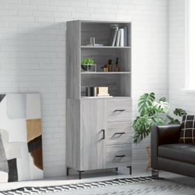 Aparador alto madera contrachapada gris sonoma 69,5x34x180 cm de vidaXL, Aparadores - Ref: Foro24-3189451, Precio: 165,82 €, ...