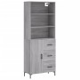 Aparador alto madera contrachapada gris sonoma 69,5x34x180 cm de vidaXL, Aparadores - Ref: Foro24-3189451, Precio: 165,26 €