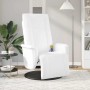 Sillón reclinable masaje con reposapiés cuero sintético blanco