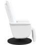Sillón reclinable masaje con reposapiés cuero sintético blanco