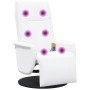 Sillón reclinable masaje con reposapiés cuero sintético blanco