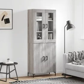 High sideboard sonoma gray plywood 69.5x34x180 cm by vidaXL, Sideboards - Ref: Foro24-3198215, Price: 150,84 €, Discount: %