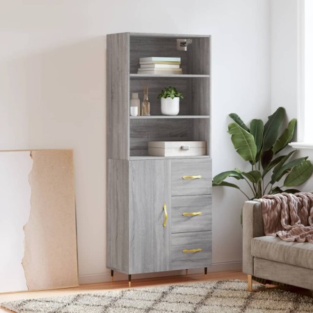 Hohes Sideboard aus sonomagrauem Sperrholz, 69,5 x 34 x 180 cm von vidaXL, Sideboards - Ref: Foro24-3189427, Preis: 154,89 €,...