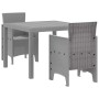 Conjunto de Comedor de Jardín 3 pcs Gris Claro Ratan Polt