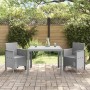 Conjunto de Comedor de Jardín 3 pcs Gris Claro Ratan Polt