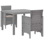 Conjunto de Comedor de Jardín 3 pcs Gris Claro Ratan Polt