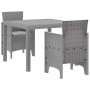 Conjunto de Comedor de Jardín 3 pcs Gris Claro Ratan Polt