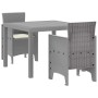 Conjunto de Comedor de Jardín 3 pcs Gris Claro Ratan Polt