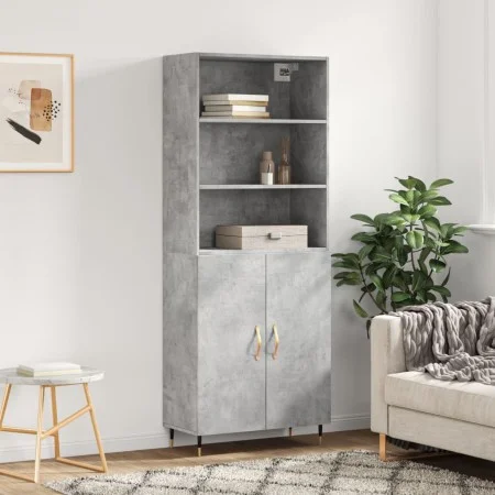Tall plywood gray concrete sideboard 69.5x34x180 cm by vidaXL, Sideboards - Ref: Foro24-3189233, Price: 122,42 €, Discount: %