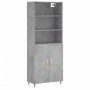 Tall plywood gray concrete sideboard 69.5x34x180 cm by vidaXL, Sideboards - Ref: Foro24-3189233, Price: 129,77 €, Discount: %